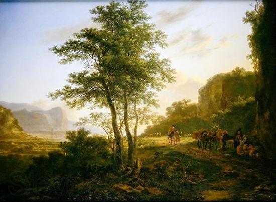 Jan Both Italianate Landscape with travellers Norge oil painting art